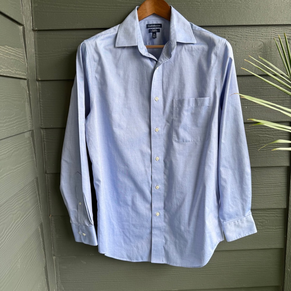 Croft & Barrow 100% Cotton Blue Oxford Dress Shirt 15 32/33 No Iron
